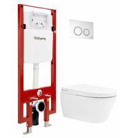 Комплект: подвесной унитаз-биде с системой инсталляции и панелью смыва хром