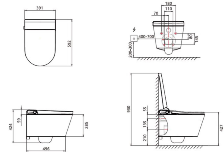 Унитаз-биде электронный с инсталляцией и кнопкой смыва Panasonic 2730