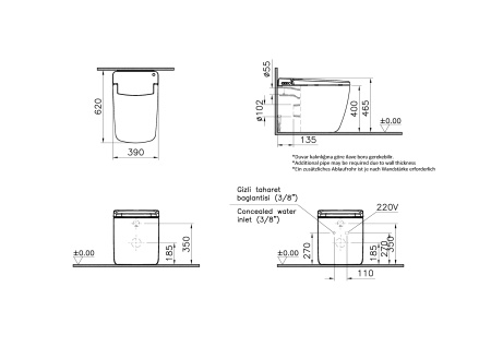 V-Care Prime Интеллектуальный напольный унитаз-биде Vitra 7232B403-6217