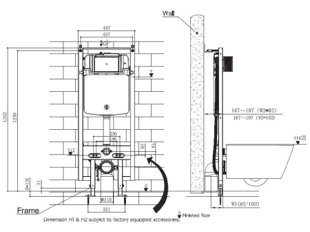  Скрытая инсталляция для H1048 с приводом автосмыва в комплекте с кнопкой Uni-Flow A81115